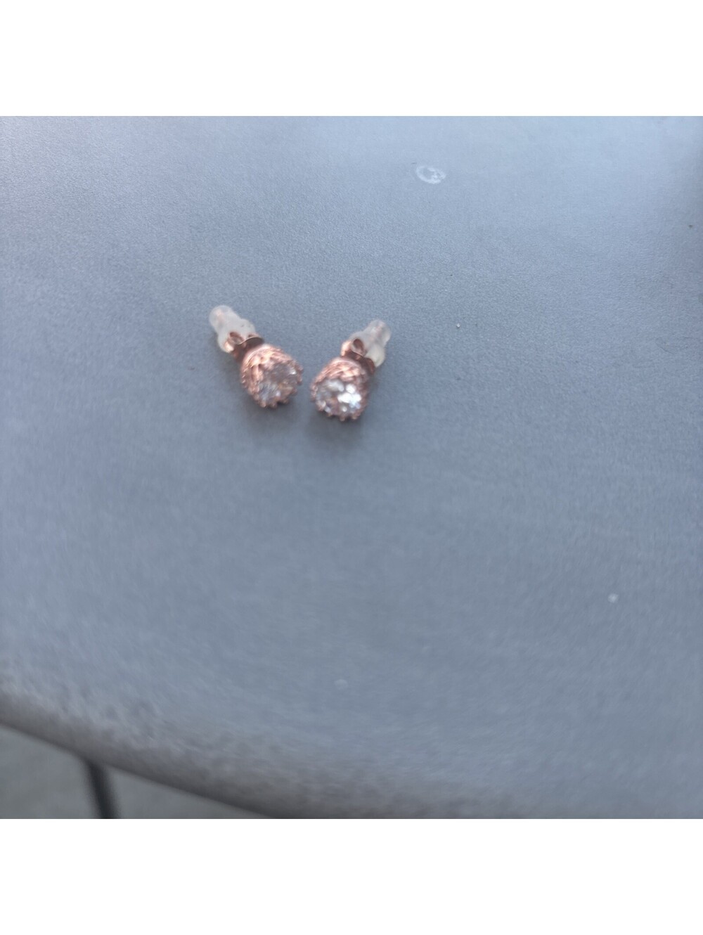 Pair of Gold Color Sterling Silver Faceted Brilliant Rhinestones Stud Earrings